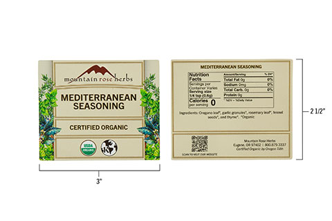 Mountain rose herbs promotional spice label