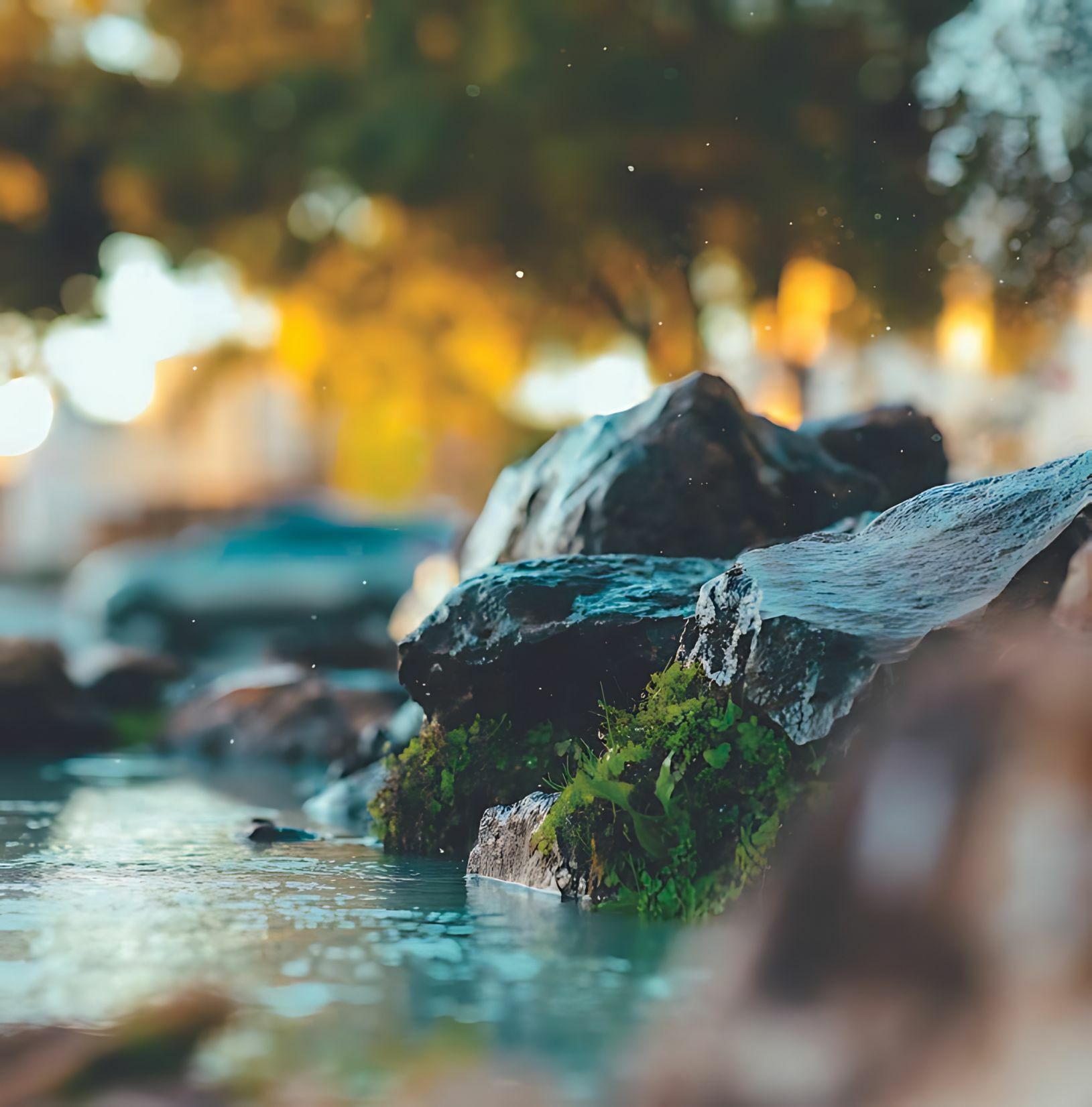 River water and rocks